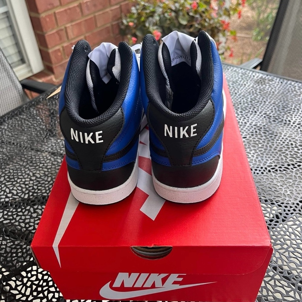 Nike Men's Black, Blue, and White High-Top Sneakers - Picture 3 of 4